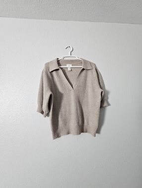 Womens H&m V Neck Collared Sweater Top Sz M